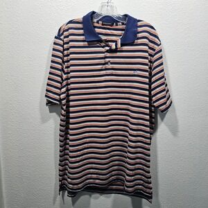 Southern Marsh Blue and Orange Striped Men's Polo Size Large